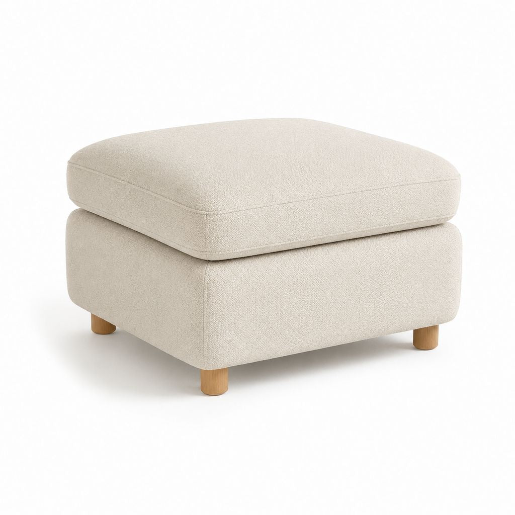 Poggiapiedi imbottito beige in poliestere bouclé rettangolare 80 x 60 x 43 cm