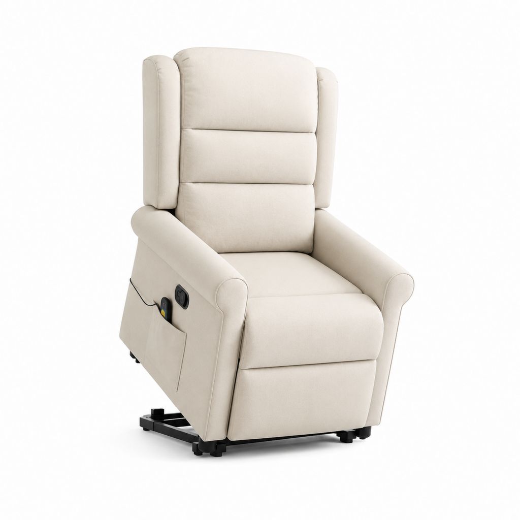 Poltrona relax reclinabile elettrica alzapersona beige in poliestere 84 x 92 x 107 cm
