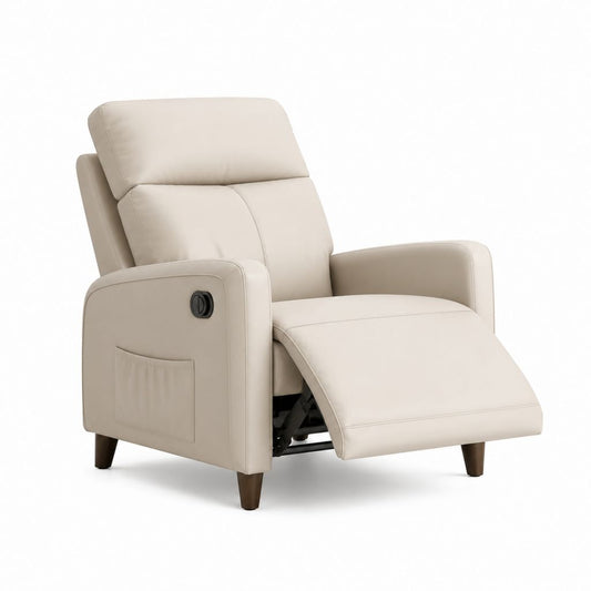 Poltrona reclinabile manuale beige in pelle PU forma rettangolare 92 x 96 x 102 cm