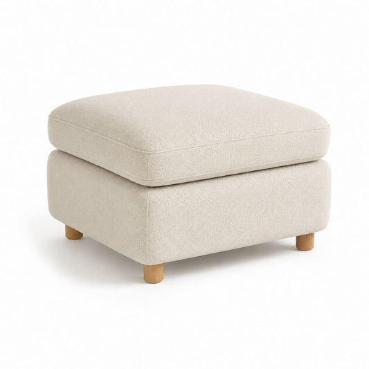Poggiapiedi imbottito beige in poliestere bouclé rettangolare 80 x 60 x 43 cm