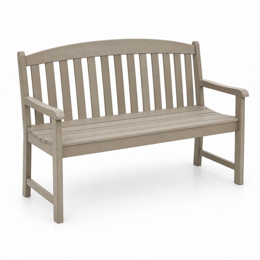 Panca da giardino 2 posti taupe in HDPE 120 x 63 x 90 cm con braccioli