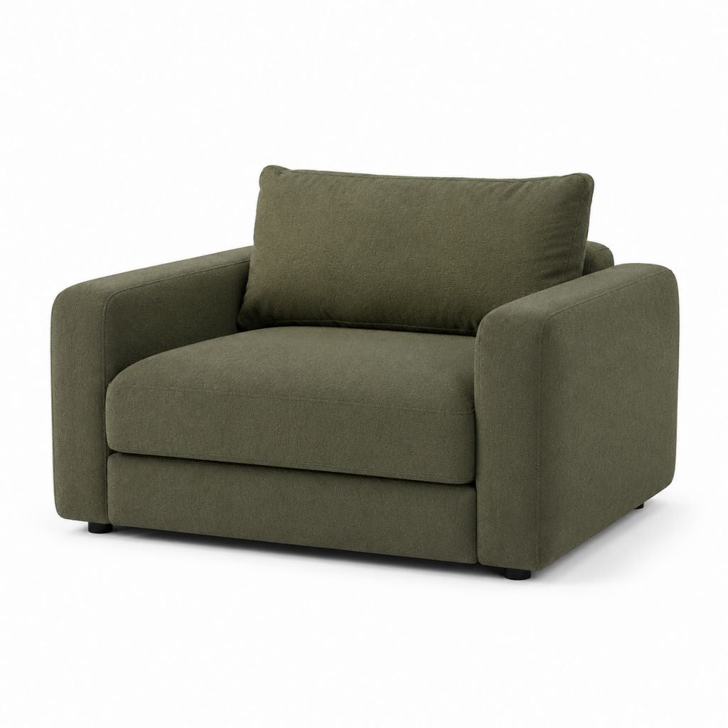 Poltrona da soggiorno verde oliva in poliestere forma squadrata 100 x 90 x 85 cm