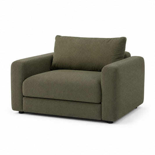 Poltrona da soggiorno verde oliva in poliestere forma squadrata 100 x 90 x 85 cm